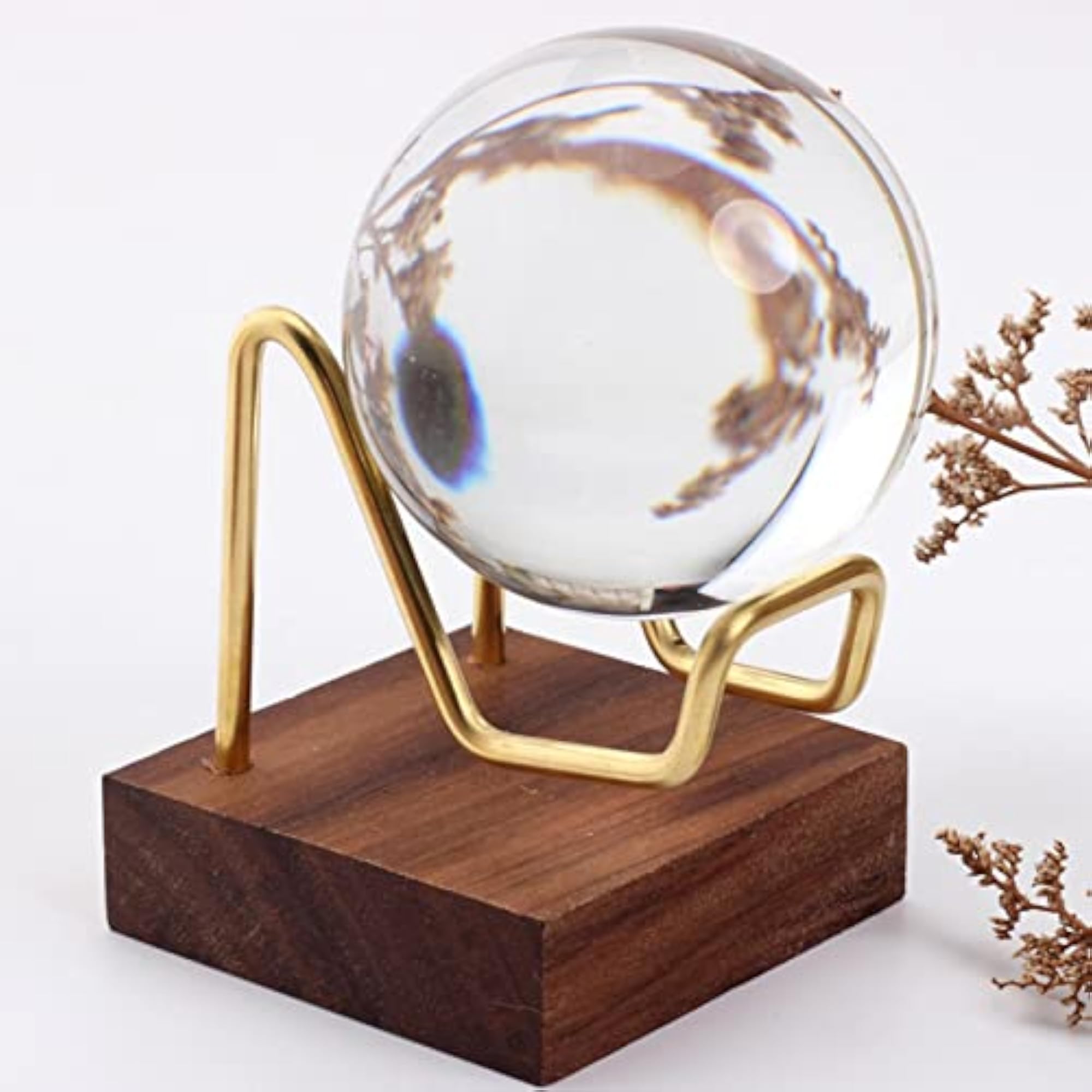 Metal Arm Wooden Base Display Stand Rack for Gemstone